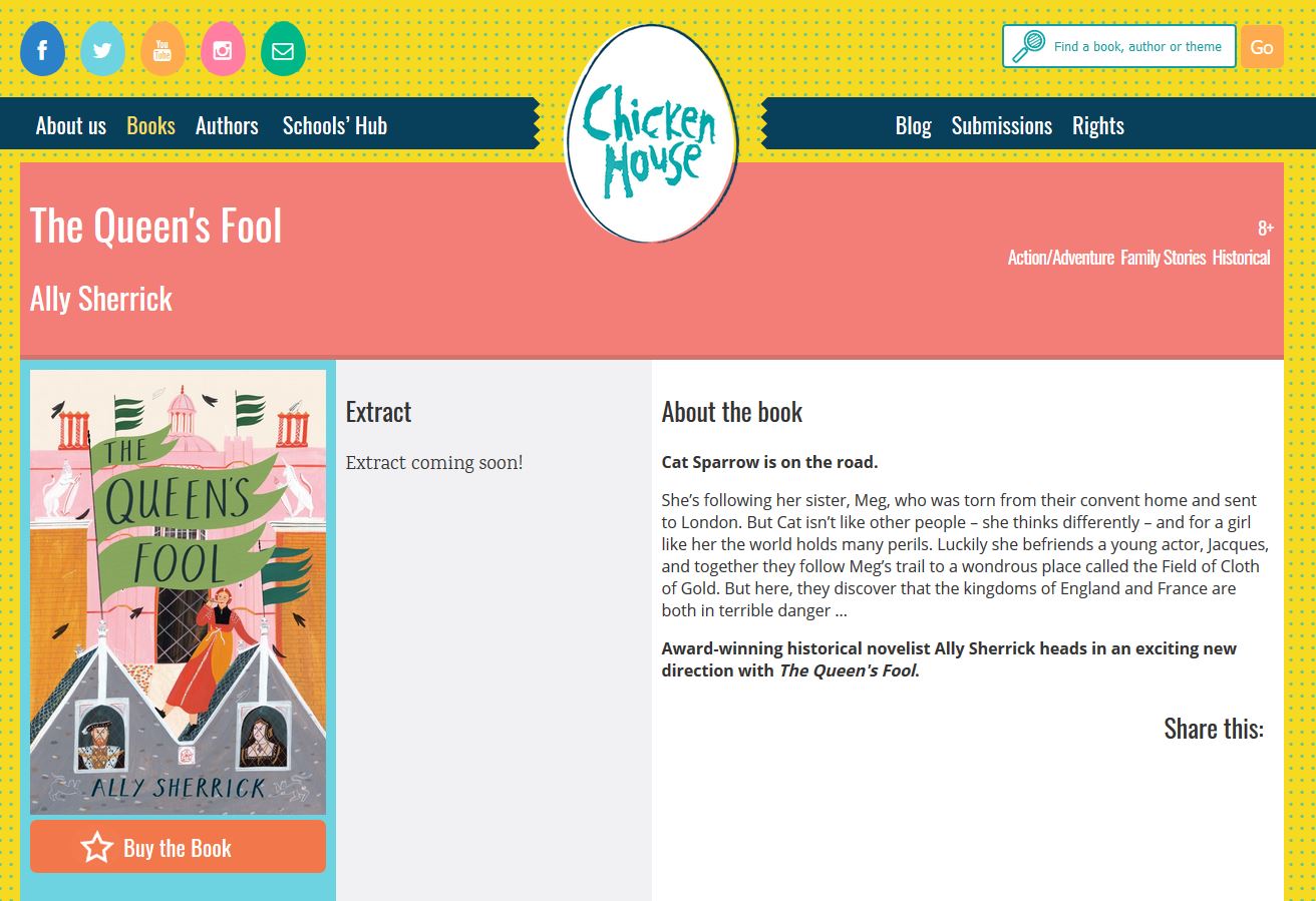 The Queen's Fool Chicken House web page